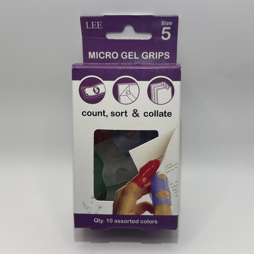 LEE Tippi Micro Gel Fingertip Grips Size 5 Assorted Colors 10-Pack 61050 NOS
